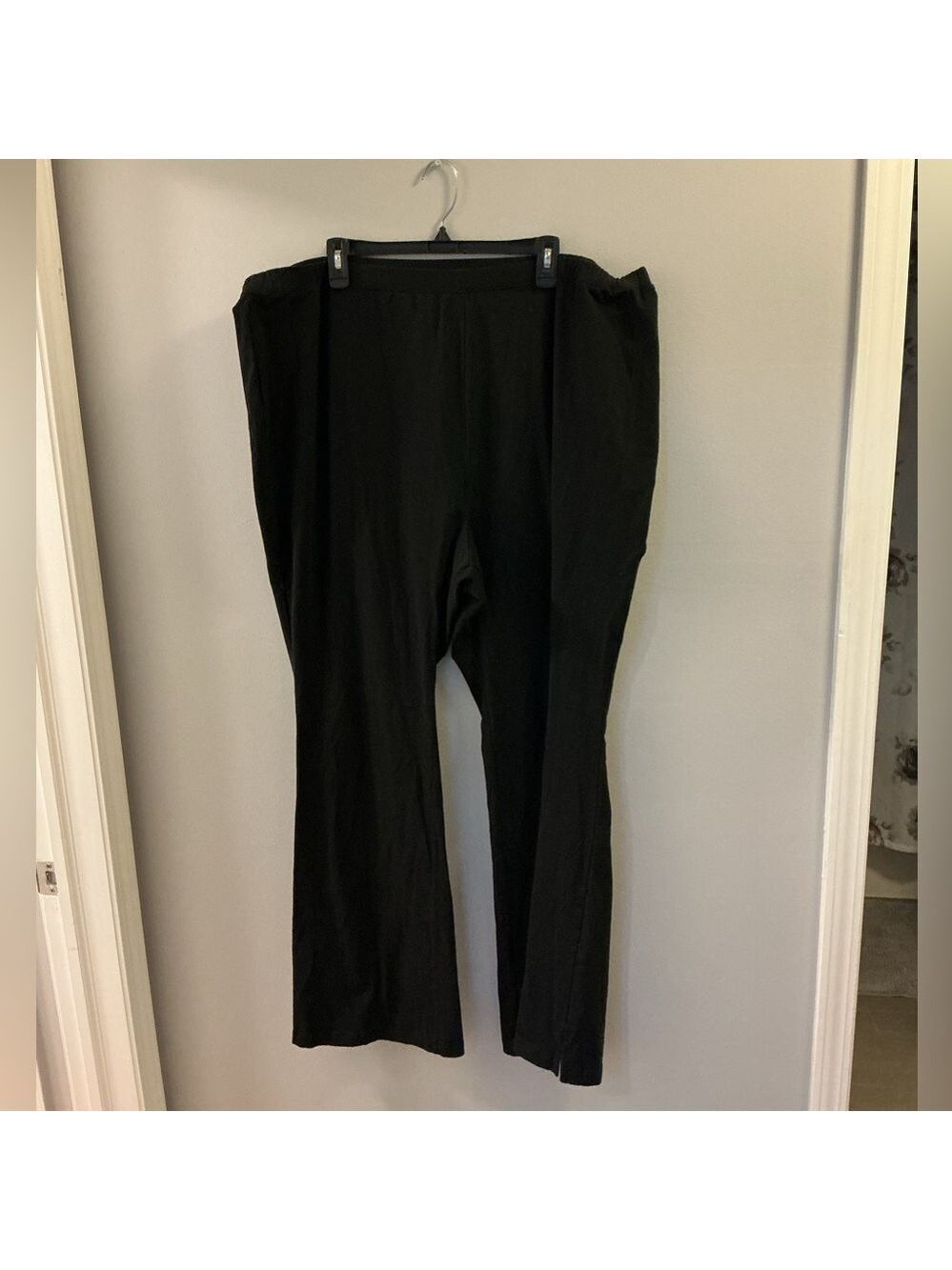 Woman Within Plus Size 3X Tall Black Stretch Cotton Bootcut Leggings Pull-On - Picture 3 of 10